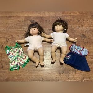 pleasant company & American Girl Bitty Twins Retired brown hair  eyes